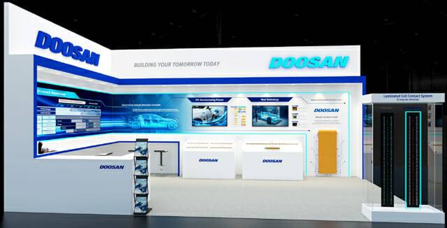 두산 유럽 배터리쇼 부스 랜더링 이미지