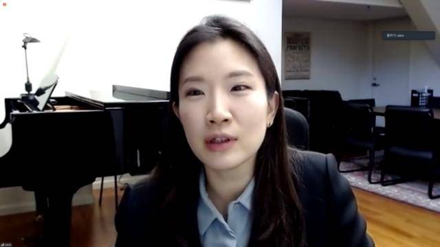 28일 김은선 미국 샌프란시스코오페라 음악감독이 한국 기자들과 화상 인터뷰를 하고 있다. 줌 캡처