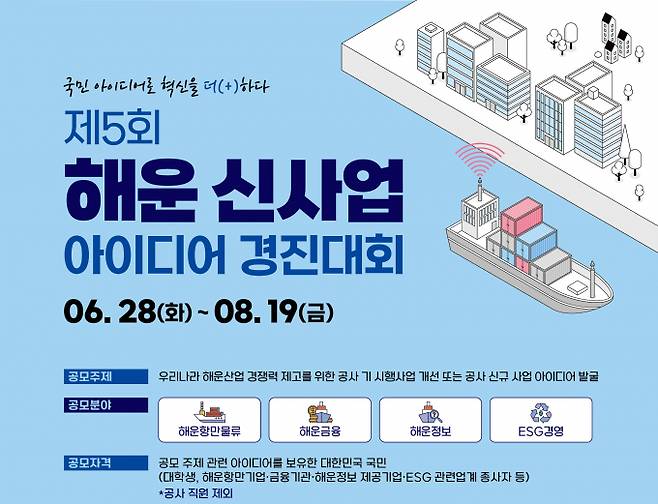한국해양진흥공사가 6월 28일부터 8월 19일까지 전 국민 대상 ‘제5회 해운 신사업 아이디어 경진대회’를 진행한다./사진=해양진흥공사