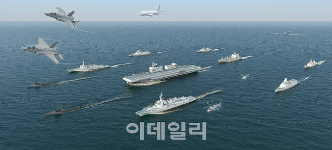 우리 해군의 경항공모함 전투단 기동 예상 모습 (사진=해군)