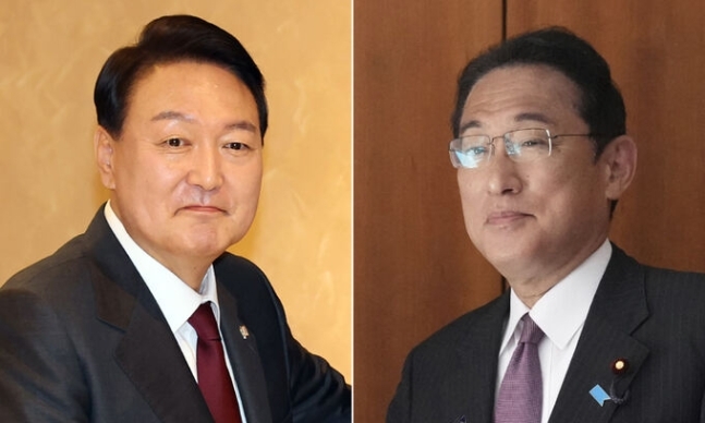 윤석열 대통령(왼쪽), 기시다 후미오 일본 총리. 연합뉴스