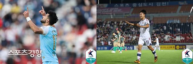 대구 FC 세징야(왼쪽)와 수원 FC 이승우.   프로축구연맹 제공
