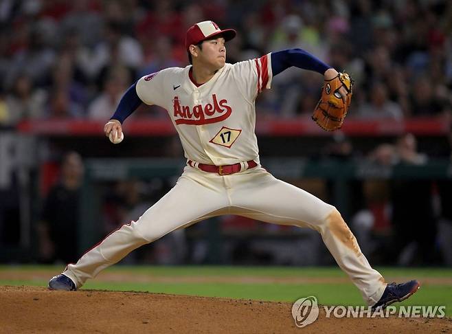 에인절스 오타니 쇼헤이의 역투 [USA TODAY=연합뉴스]