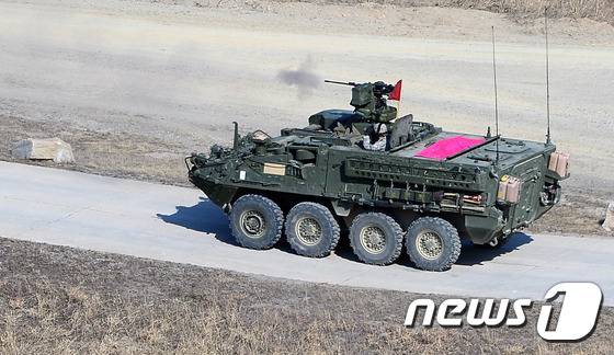미 육군 '스트라이커' 장갑차. 2015.3.25/뉴스1 © News1 박세연 기자