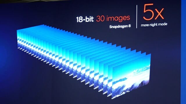 스냅드래곤 8 1세대는 야간 사진 한 장을 얻기 위해 전세대 대비 5배 많은 30장의 사진을 활용한다. (사진=지디넷코리아)