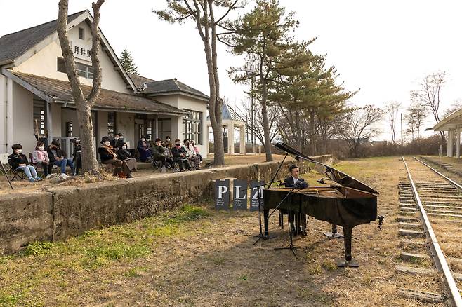 A Peace and Life Zone Festival concert takes place at Woljeong-ri Station, the last stop before the DMZ, in 2021. (PLZ)