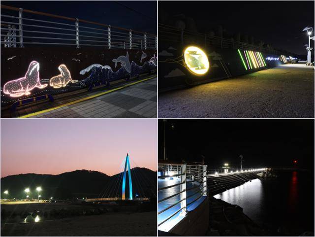 수렴항에 야간 경관 조명이 설치돼 있는 모습. 경북도 제공