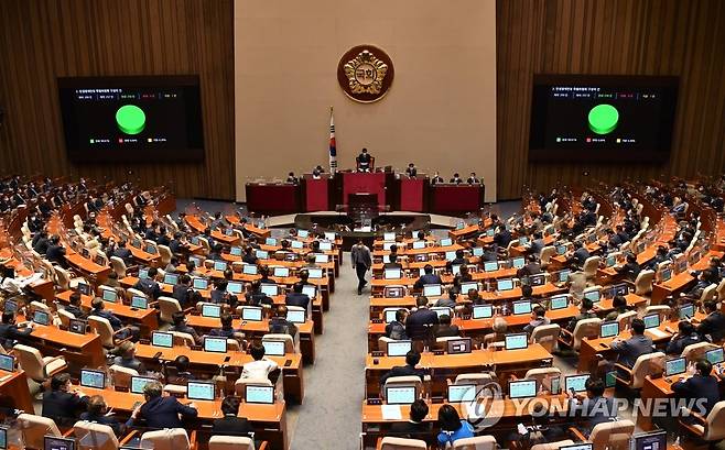 '민생경제안정특별위원회' 구성안 본회의 통과 (서울=연합뉴스) 하사헌 기자 = 20일 오전 서울 여의도 국회에서 열린 제398회 국회(임시회) 제2차 본회의에서 민생경제안정 특별위원회 구성의 건이 가결되고 있다. 2022.7.20 [국회사진기자단] toadboy@yna.co.kr