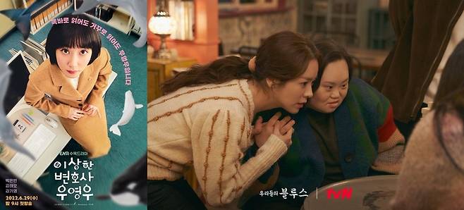 [서울=뉴시스]이상한 변호사 우영우, 우리들의 블루스 영희. 2022.07.22. (사진=에이스토리, KT스튜디오지니, tvN 제공) photo@newsis.com*재판매 및 DB 금지 *재판매 및 DB 금지