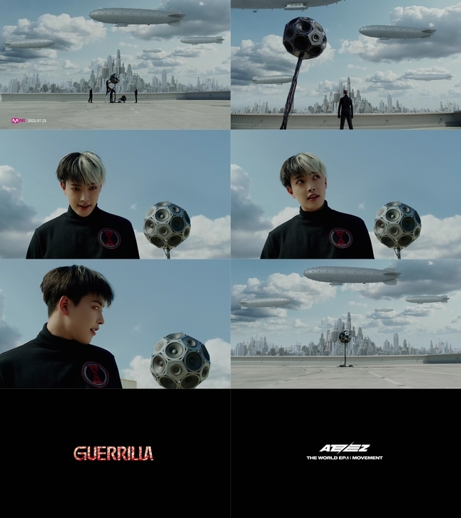 Boy group Ateez (ATEEZ) has unveiled an interesting Music Video Teaser.Atez presented the first Teaser of Music Video, the title song Death Before Dihonor (Guerrilla), on the official YouTube channel at 1 p.m. on July 26th, with the new song The World Episode 1: Movement (THE WORLD EP.1: MOVEMENT).The video begins with unidentified men gathered on the roof of the building in the city where the airship floats in the air and seems to be monitoring.They install speakers with elegant classics, and the gray world looks peaceful all the time, while it gives a creepy feeling somewhere.While everyone is dressed in the same costume, the logo of the chromer pattern is engraved on the clothes of a man, and the music that flows quietly becomes suddenly unstable like a warning tone.After the tearful sound of the ear stopped, the man pulled his face and revealed the appearance of Hongjung.Hong-jung played a figure hiding among the men who hid his identity and installed speakers.Along with him, the voice of Break the Wall was repeated, and cracks began to crack in the city, which seemed peaceful, and the video was finished.Earlier, Atez released two trailer videos that convey the mood of this album.These videos, which have attracted a lot of attention, including exceeding 1.2 million views, have clearly revealed the message of the title song Death Before Dihonor, which shows the beginning of a movement toward change in a suppressed and controlled world.Fans are expecting the second version of the Teaser to be released in the first release of the highly complete Teaser.Atez will host a comeback celebration showcase on Friday.The album will be released at 1 pm on the 29th.