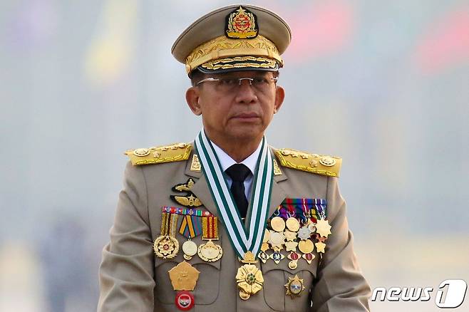 민 아웅 흘라잉 미얀마 군 총사령관. ⓒ 로이터=뉴스1 ⓒ News1 최서윤 기자