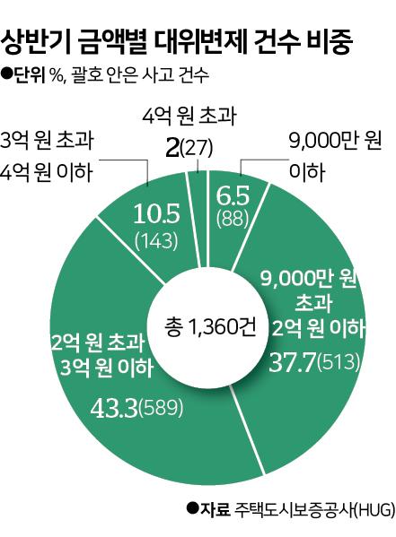 2022년 상반기 금액별 대위변제 사고 건수 비중. 그래픽=신동준 기자