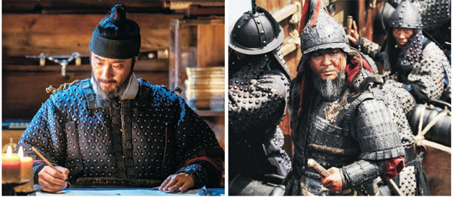 개봉 8일 만에 300만 고지를 밟은 영화 ‘한산:용의 출현’(왼쪽 사진)은 2014년 개봉한 영화 ‘명량’의 5년 전 상황을 다룬다. 이에 따라 보다 젊은 이순신을 연기할 배우로 박해일을 낙점했다.