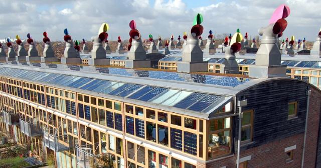 베드제드의 옥상 약 776㎡(235평)에는 연간 8만8,000kWh의 전기를 생산하는 태양광 패널이 설치돼 있습니다. 바이오리저널 제공