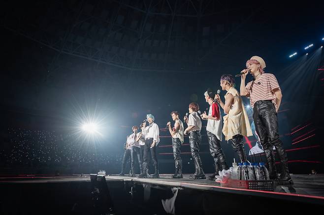 K-pop group The Boyz perform during its encore concerts for “The Boyz World Tour: The B-Zone,” in Seoul on Sunday. (IST Entertainment)