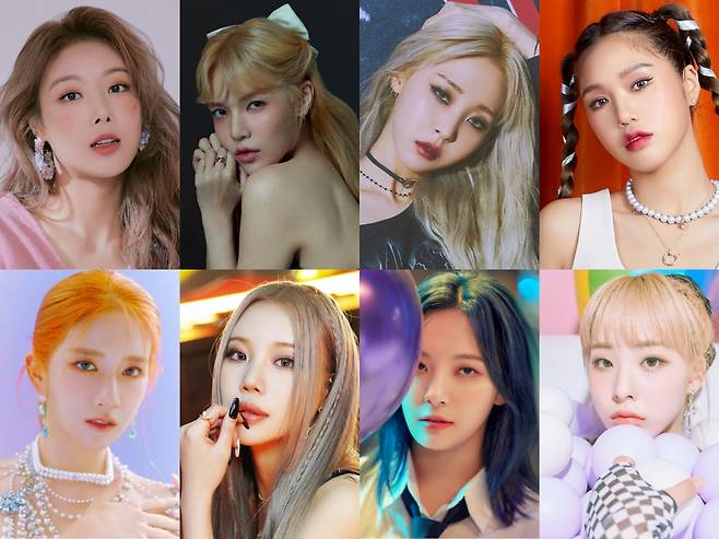 원더걸스 출신 유빈, AOA 출신 신지민, 마마무 문별, 오마이걸 미미, 우주소녀 엑시, 모모랜드 주이, 빌리 문수아, 클라씨 김선유 /사진제공=각 소속사