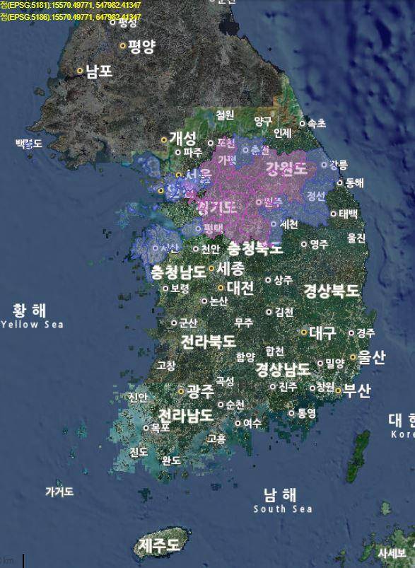 산사태 주의보(푸른색)와 경보가 내려진 지역. 산림청 산사태정보시스템 캡처