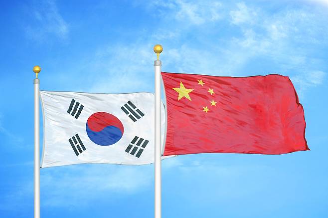 Flags of South Korea and China (123rf)