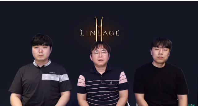 리니지2M 개발을 총괄한 백승욱 엔씨소프트 본부장(가운데)과 개발자들이 리니지2M 뒷광고 논란을 해명하고 있다. 엔씨소프트 측은 광고 계약을 맺은 리니지W 방송 횟수에 리니지2M 방송을 포함시킨 것을 인정하면서도 리니지2M 방송 축소를 방지하기 위한 장치였다고 해명했다. 리니지2M 유튜브 캡처
