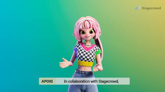 에이펀인터렉티브는 버츄얼 케이팝 아티스트 아뽀키가 일본 소니 뮤직 솔루션즈의 동영상 플랫폼 서비스 스테이지크라우드와 콜라보를 진행한다. [사진=에이펀인터렉티브]