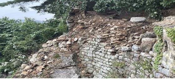 남한산성 피해 상황. 사진 문화재청
