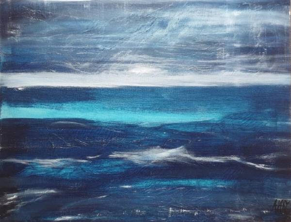 FRANCINE ALARY, Pleine Mer, 73 x 60cm, Collages Pigments sur Toile, 2019 ⓒAIAM-ADAGP. [사진 = Gallery라온]