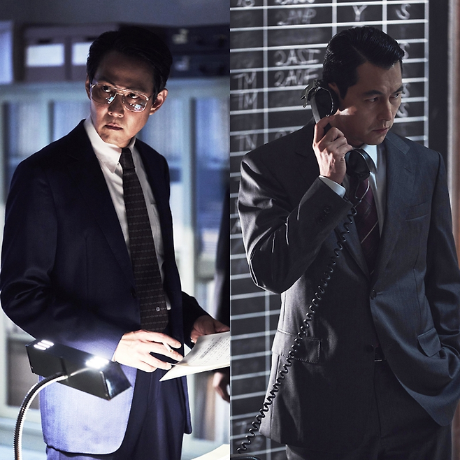 영화 헌트에서 호흡을 맞추는 이정재와 정우성. 아티스트컴퍼니 제공