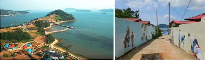 사진 왼쪽부터 전남 고흥군 연홍도 전경, 벽화골목 / 사진 = 고흥군청, 해양수산부