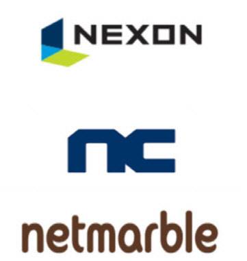 넥슨, 엔씨소프트, 넷마블 로고. 각사 취합
