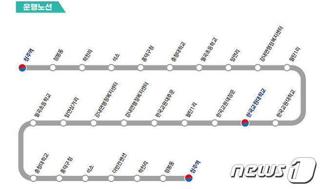 충북 청주시 흥덕구청 연계형 도시형 교통모델 노선표.(청주시 제공).2022.8.16/ⓒ 뉴스1
