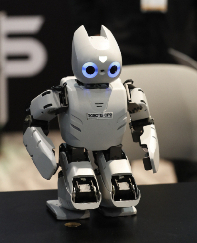 미국 네바다주 라스베이거스 컨벤션센터에서 열린 '2019 국제전자제품박람회(CES)' 로보티즈 부스에 휴머노이드 로봇 OP2가 전시돼 있다. /사진=뉴스1