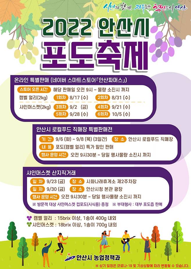 [안산=뉴시스] '2022 안산 대부포도축제' 홍보포스터. (사진=안산시 제공) 2022.08.16. photo@newsis.com *재판매 및 DB 금지