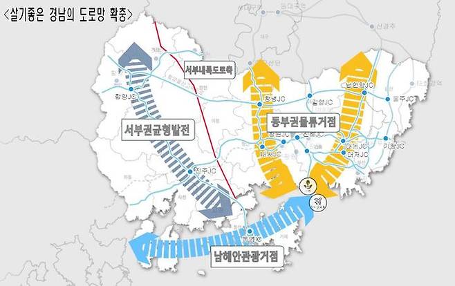 [창원=뉴시스] 경남도의 U자형 도로망 확충안.(그림=경남도 제공) 2022.08.17. photo@newsis.com *재판매 및 DB 금지