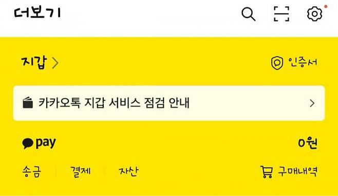 카카오톡의 간편 송금 서비스. 카카오톡 캡처