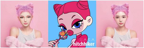 엑스아라는 미국에서의 얼굴(왼쪽)과 한국 얼굴(오른쪽), 캐릭터(가운데) 등 지역과 언어별로 다양한 형태로 변모하며 활동하고 있다. [사진 제공 = 웁시]