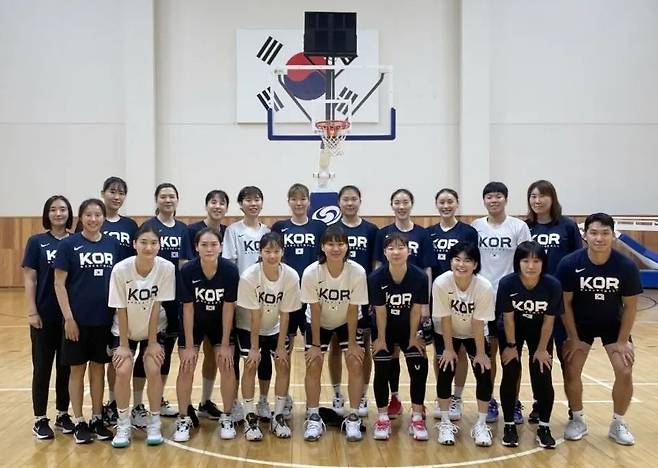 진천 선수촌에서 훈련 중인 여자농구 대표팀.  [대한민국농구협회 제공. 재판매 및 DB 금지]