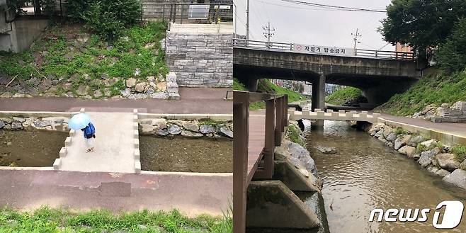 지난 9일 여중생 A양이 친구와 건너다가 급류에 휩쓸린 돌다리 /뉴스1 ⓒNews1 이상휼 기자