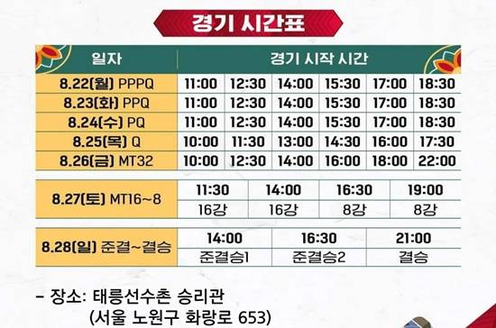 ‘2022 서울세계3쿠션당구월드컵’ 경기일정 (사진=대한당구연맹 제공)