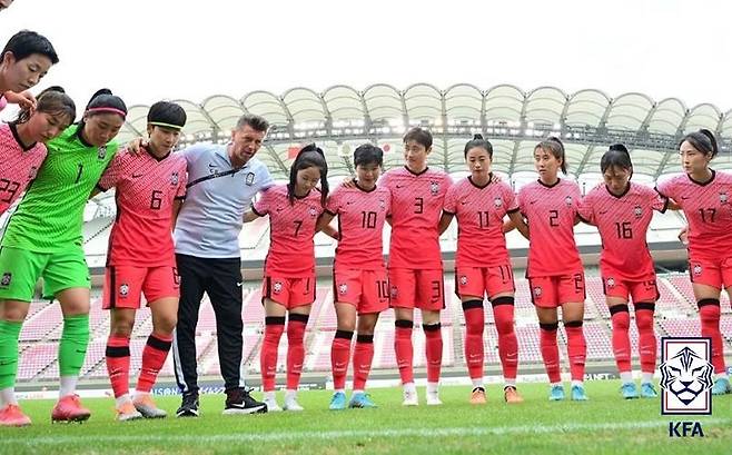 콜린 벨 감독이 이끄는 여자 축구대표팀. [대한축구협회 제공. 재판매 및 DB 금지]