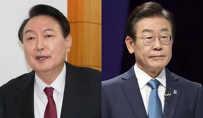 윤석열 대통령(왼쪽)과 이재명 더불어민주당 대표 후보. (사진=뉴시스)