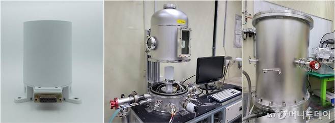 왼쪽부터 원자력전지, 원자력전지 개발 장비, 우주환경 모사장비. / 사진=김인한 기자