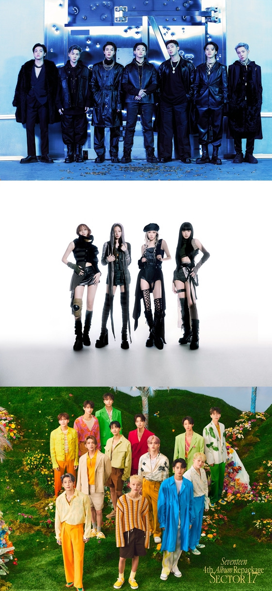 방탄소년단, 블랙핑크, 세븐틴./사진=빅히트 뮤직, YG엔터테인먼트, 플레디스 엔터테인먼트