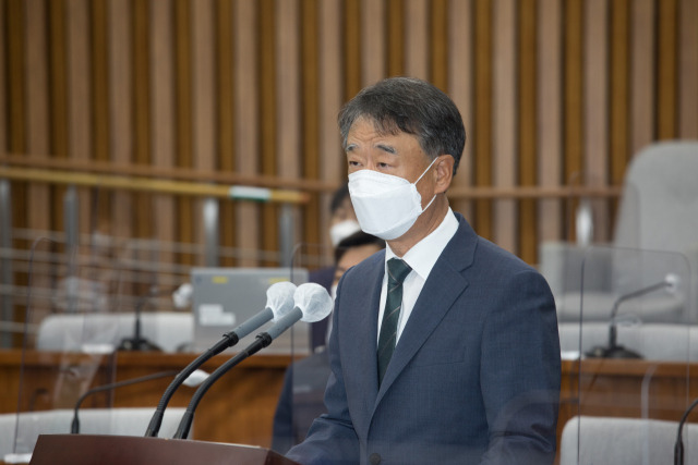 오석준 대법관 후보자가 지난달 29일 국회에서 열린 인사청문회에서 모두발언을 하고 있다. 국회사진기자단