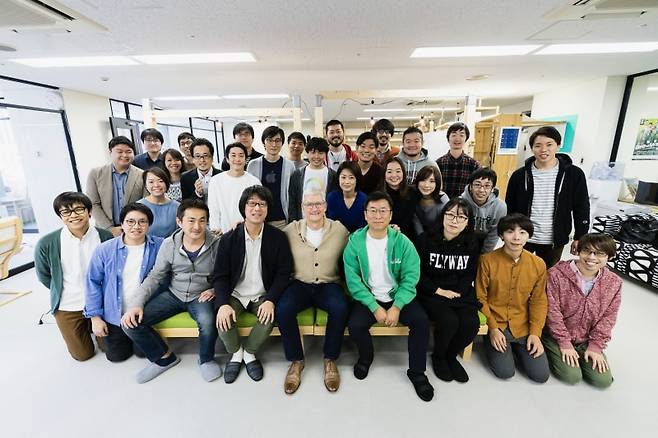 타임트리는 한국에서보다 해외에서 훨씬 유명한 스타트업이다. 일본에선 국민앱, 해외서도 엄청나게 이용자가 늘고 있다. 사진은 팀쿡 애플 CEO가 타임트리 방문했을때./타임트리 제공