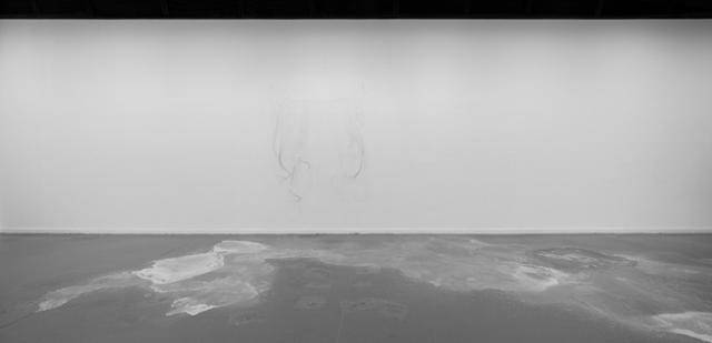 정서영 작가의 신작 '말 그대로'(2022)는 소금이 전시장 바닥에 스며들거나 붙어서 역설적으로 ‘빈 공간’을 부각하는 작품이다. 세간에서는 정서영을 '개념미술가'로 부르기도 하지만 작가는 자신은 조각가라고 여러 차례 강조했다. 빛, 소금, 브론즈, 나무 등 무엇을 재료로 사용하고 어떤 모양을 만들든 중력 아래에서 형태를 만드는 '조형'을 하는 사람이기 때문이다. 서울시립미술관 제공