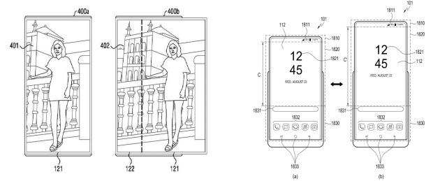 삼성전자가 특허청에 출원한 롤러블 스마트폰 관련 특허들. 화면을 좌우나 상단으로 펼칠 수 있는 점이 특징이다. / 사진=특허청