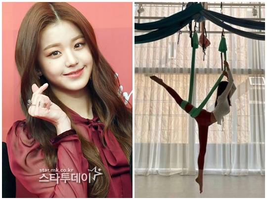 플라잉 요가 중인 아이브 장원영. 사진l스타투데이 DB, 장원영 SNS 캡처