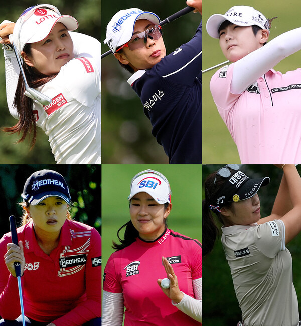 2022년 미국여자프로골프(LPGA) 투어 신설 대회인 '크로거 퀸 시티 챔피언십'에 출전한 최혜진, 안나린, 김세영, 김아림, 이정은6 프로(사진제공=Getty Images_LPGA). 박성현(사진제공=KLPGA)