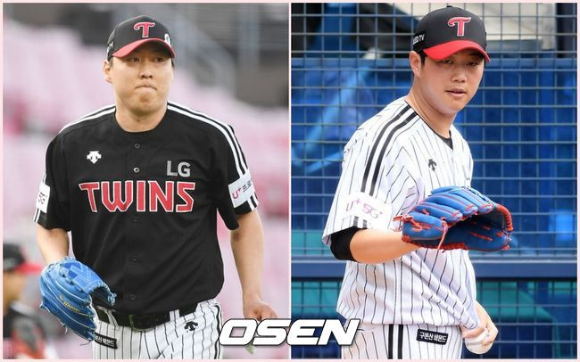 LG 투수 차우찬(왼쪽)과 함덕주. / OSEN DB