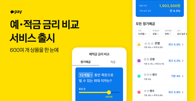 카카오페이가 예·적금 금리 비교 서비스를 출시했다./카카오페이 제공